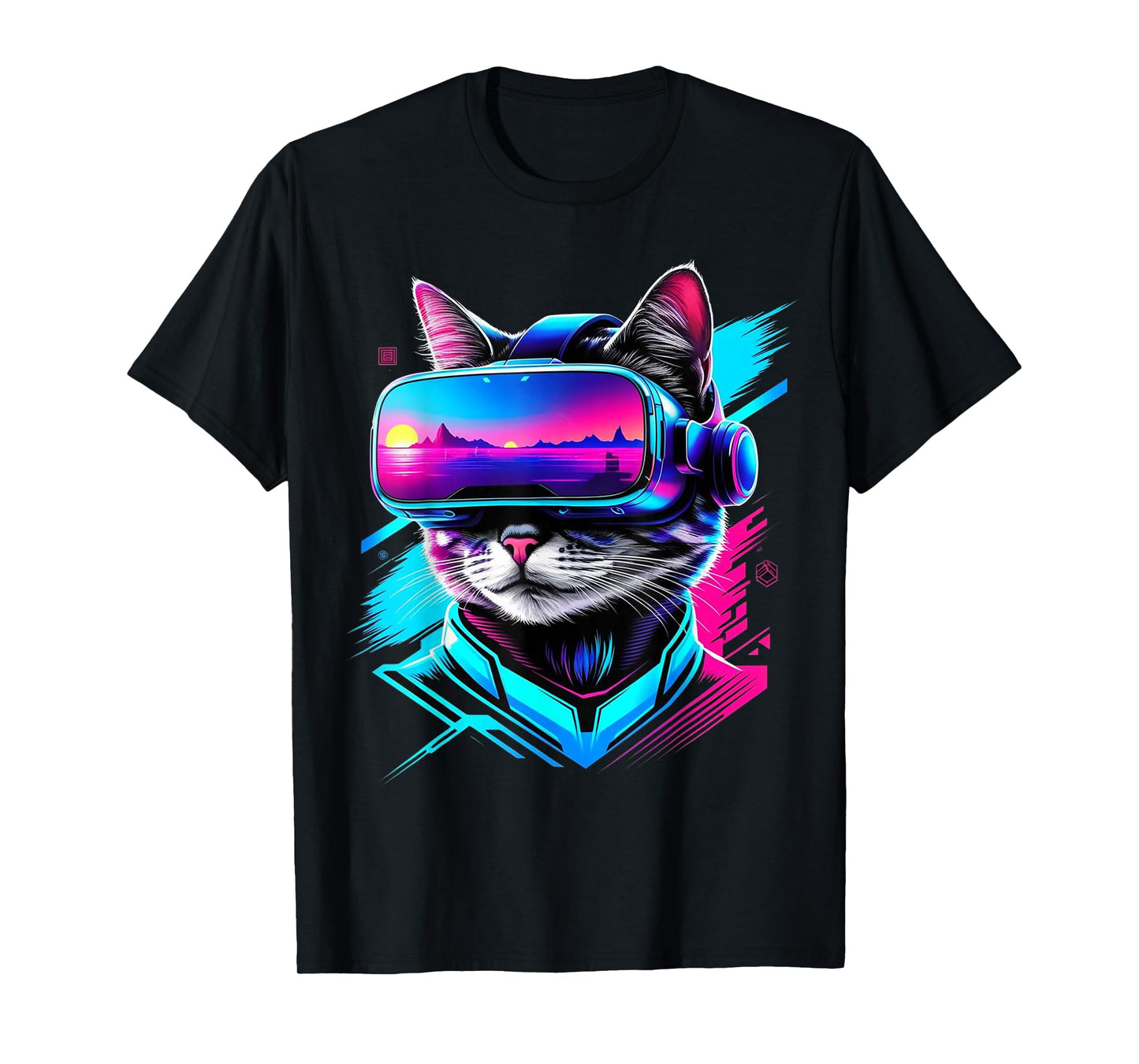 Funny VR Gamer Cat In VR Headset Virtual Reality Gaming T-Shirt