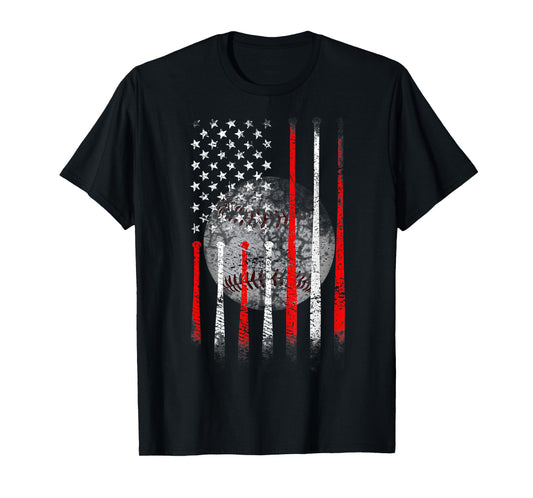 Baseball USA Flag American Flag Patriotic T-Shirt