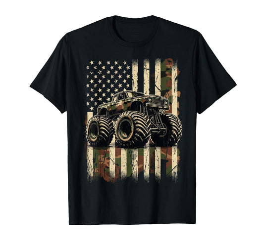 Monster Truck USA Flag 4th July T-Shirt