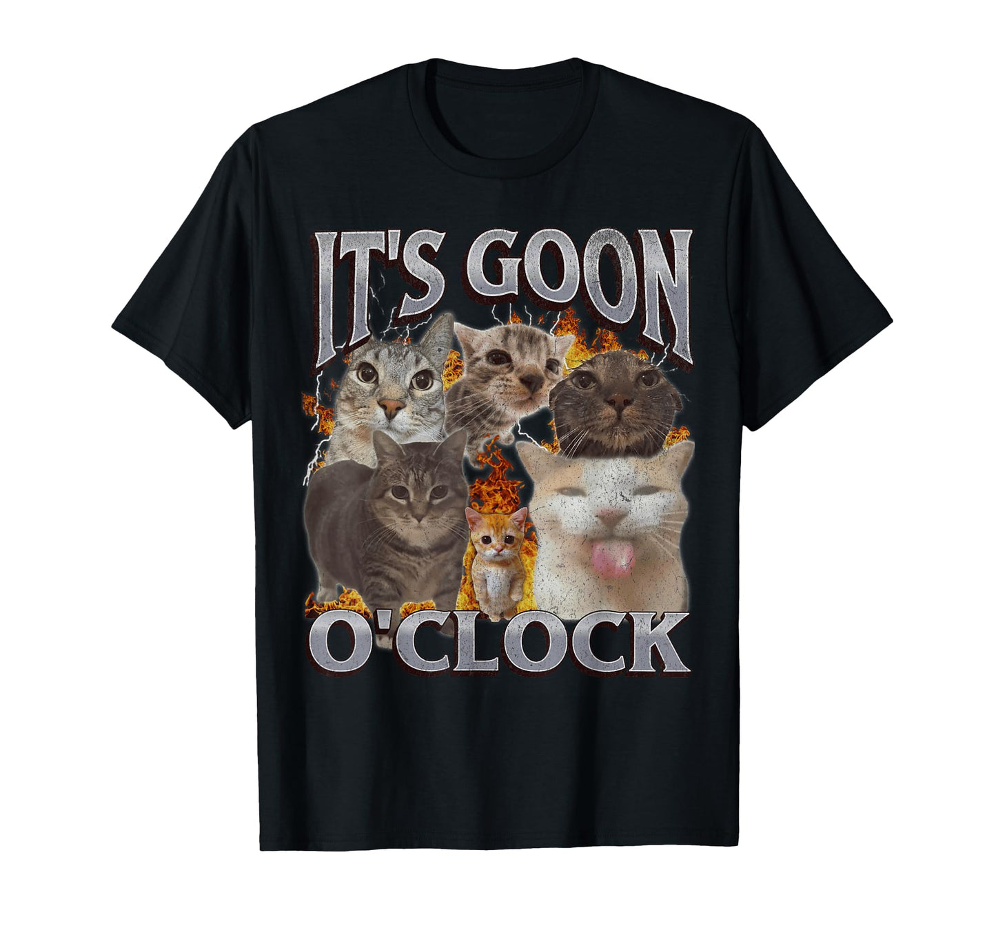 Gooning O'clock Funny Cat Meme Bootleg Graphic T-Shirt for Men Women
