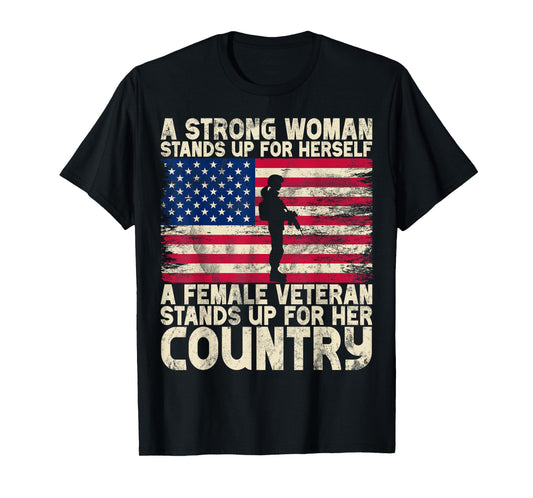 Female Veteran Veteran's Day Women Veteran Soldier Patriotic T-Shirt