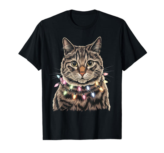 Cute Cat Christmas Light Merry Catmas Christmas Cat Lover T-Shirt