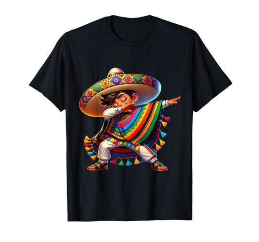 Mexican Boy Dabbing Poncho Cinco de Mayo T-Shirt