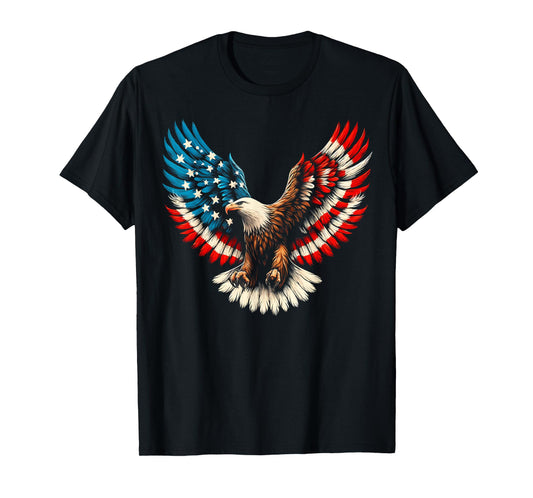 Bald Eagle & Patriotic American Flag 4th of July T-Shirt