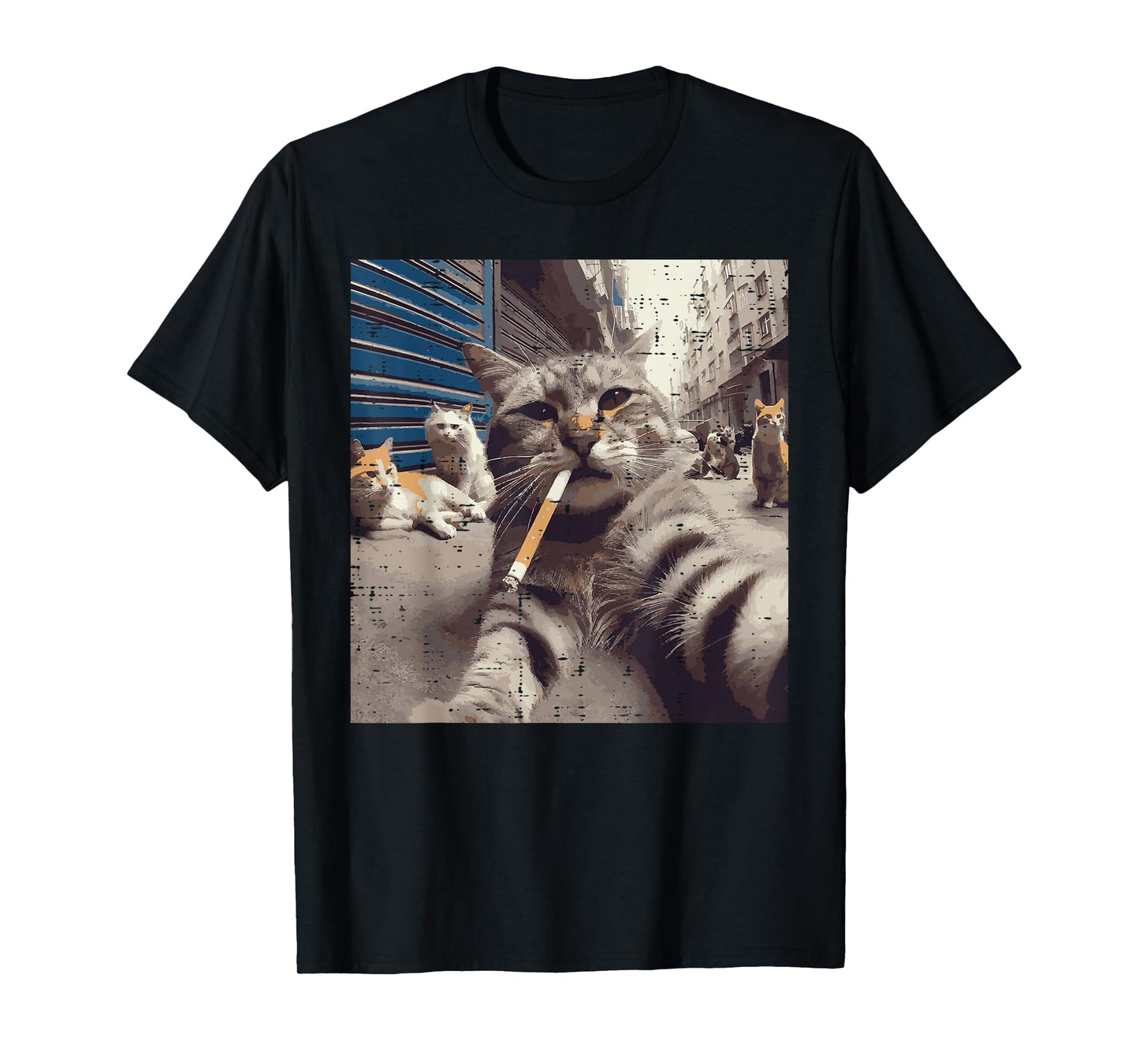 Cat Gangster Street Cats Selfie Funny Meme Humor Men Women T-Shirt