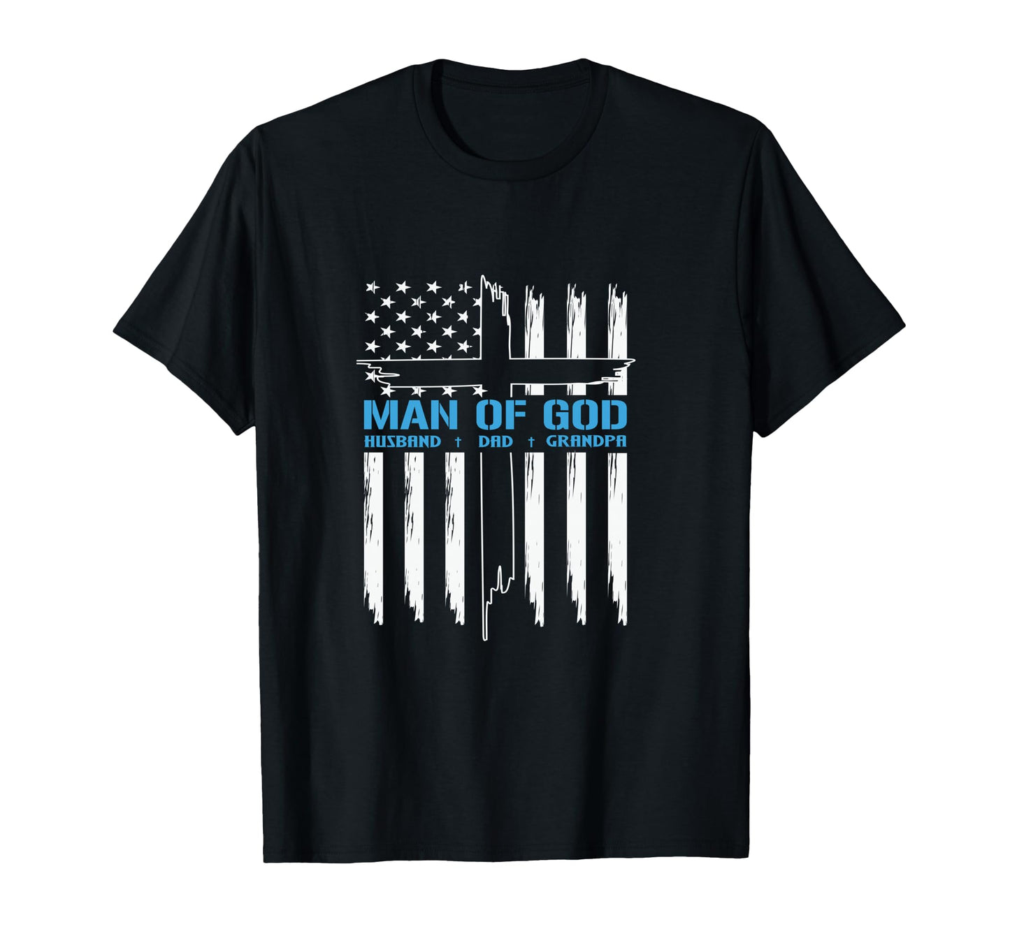 Man Of God Cross American Flag Jesus Christian Tee Long Sleeve T-Shirt