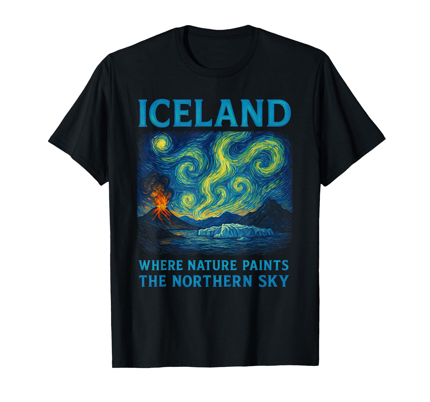 Iceland - Northern Lights Van Gogh Style, Aurora Borealis T-Shirt