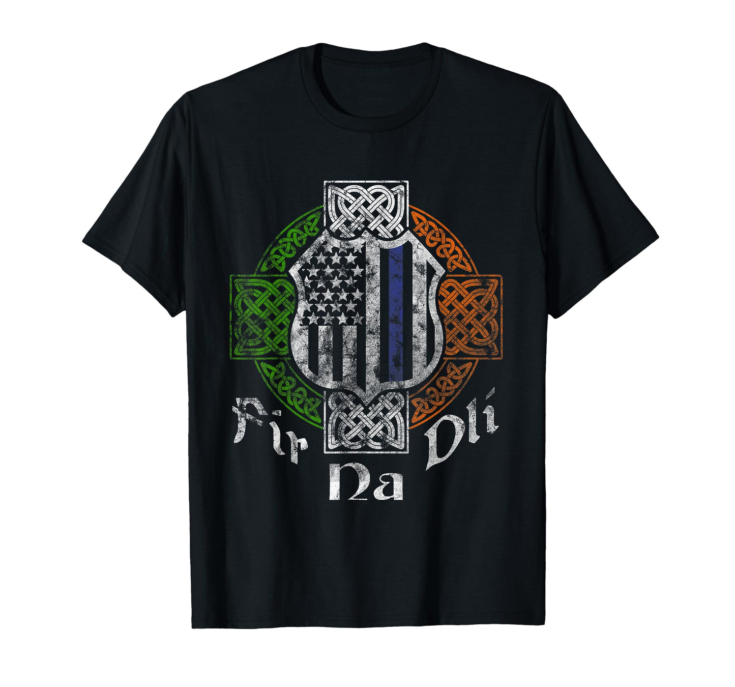 Thin Blue Line Shirt Fir Na Dli Celtic Cross Irish Police T-Shirt