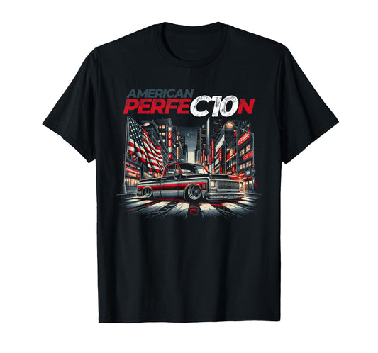 C10 Truck City Scene American Perfection C10 Truck Fleetside T-Shirt