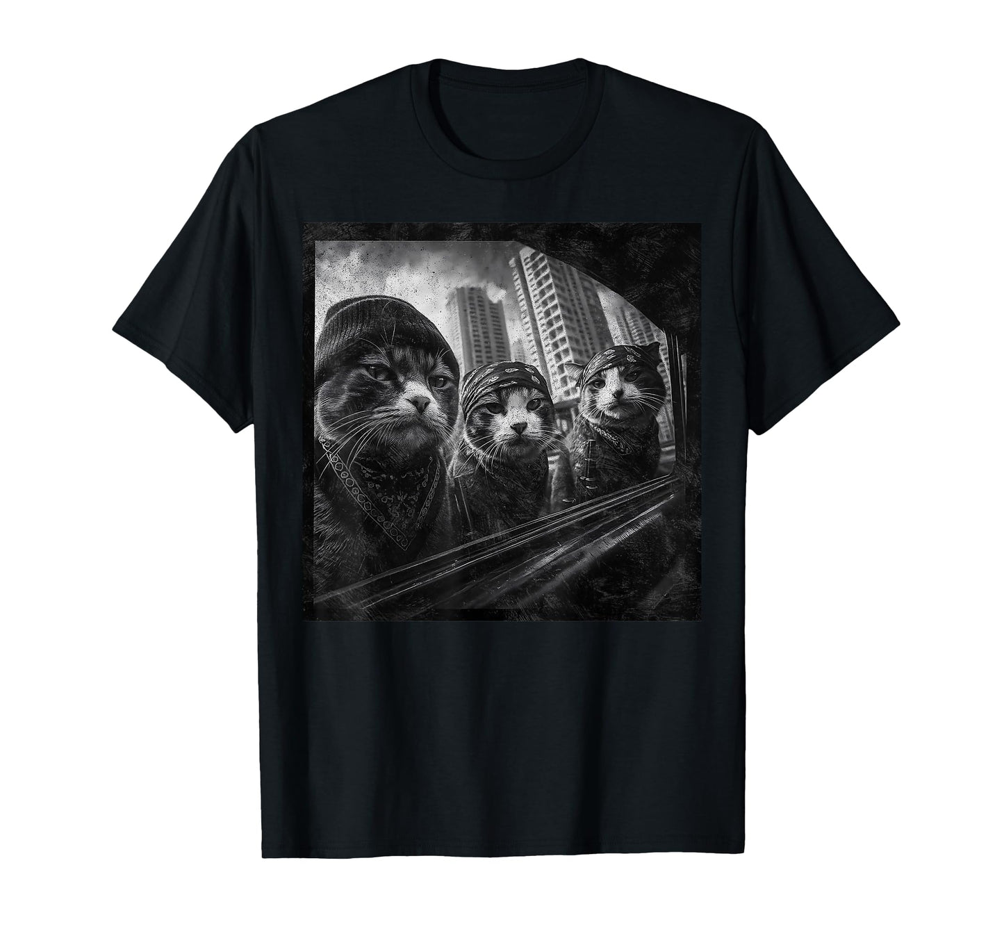 Gangster Cats Street Funny Graphic Humor T-Shirt