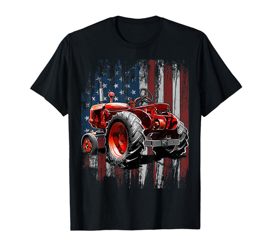 Patriotic Tractor American Flag Tractor Farmer Farm Gift Men T-Shirt Small