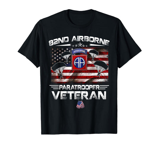 82nd Airborne Paratrooper Veteran Flag T-Shirt, Veterans Day T-Shirt
