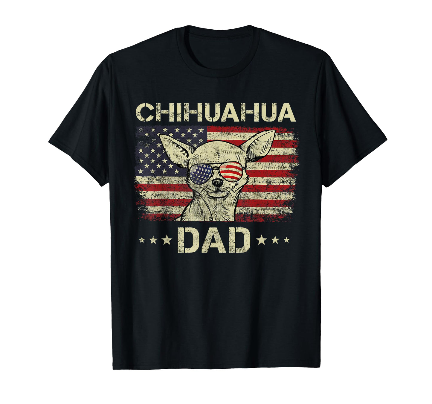 Chihuahua Dad Dog Lovers American Flag 4th Of July T-Shirt for Women Men