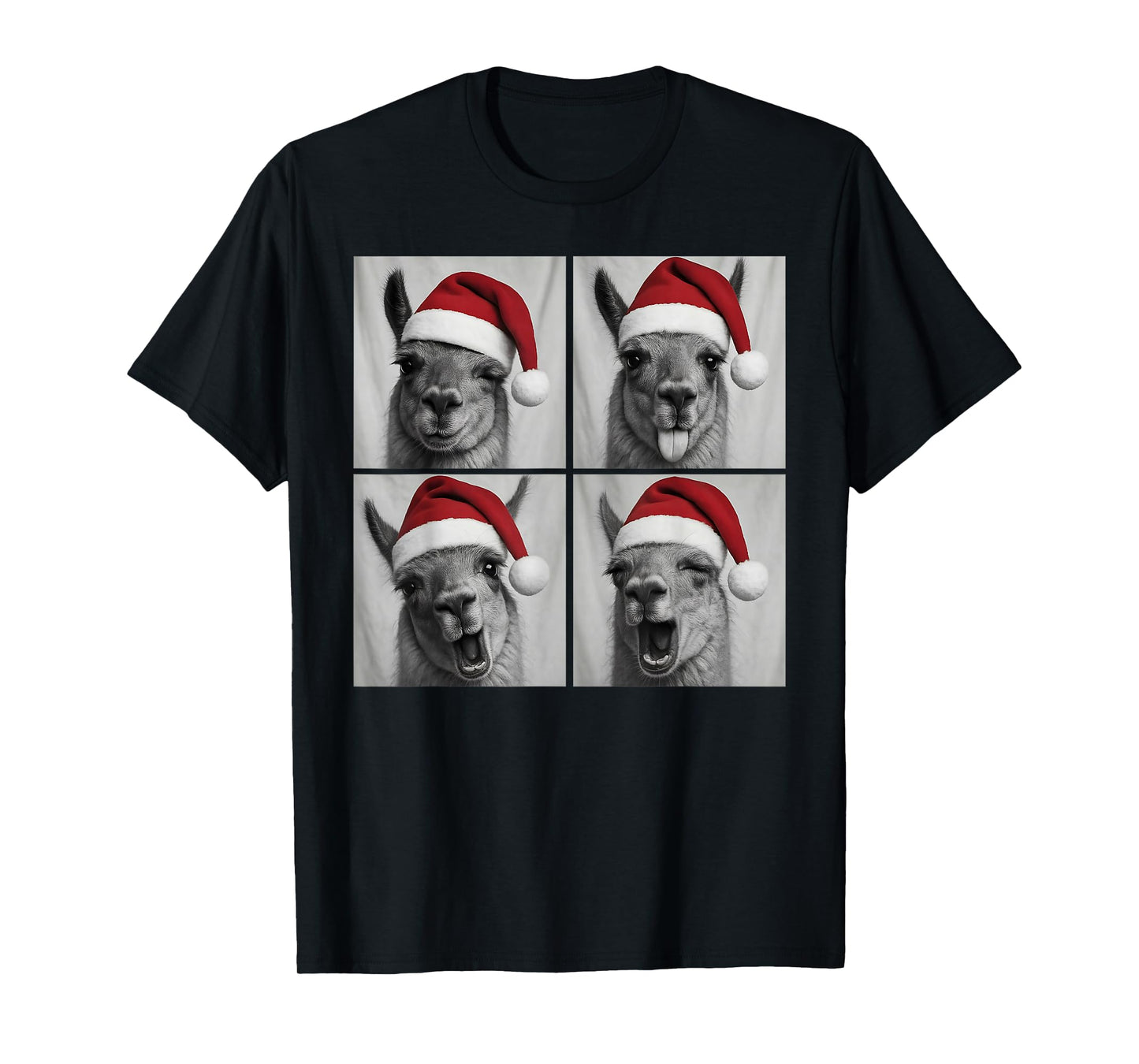 Funny Christmas Llama Santa Photo Booth T-Shirt