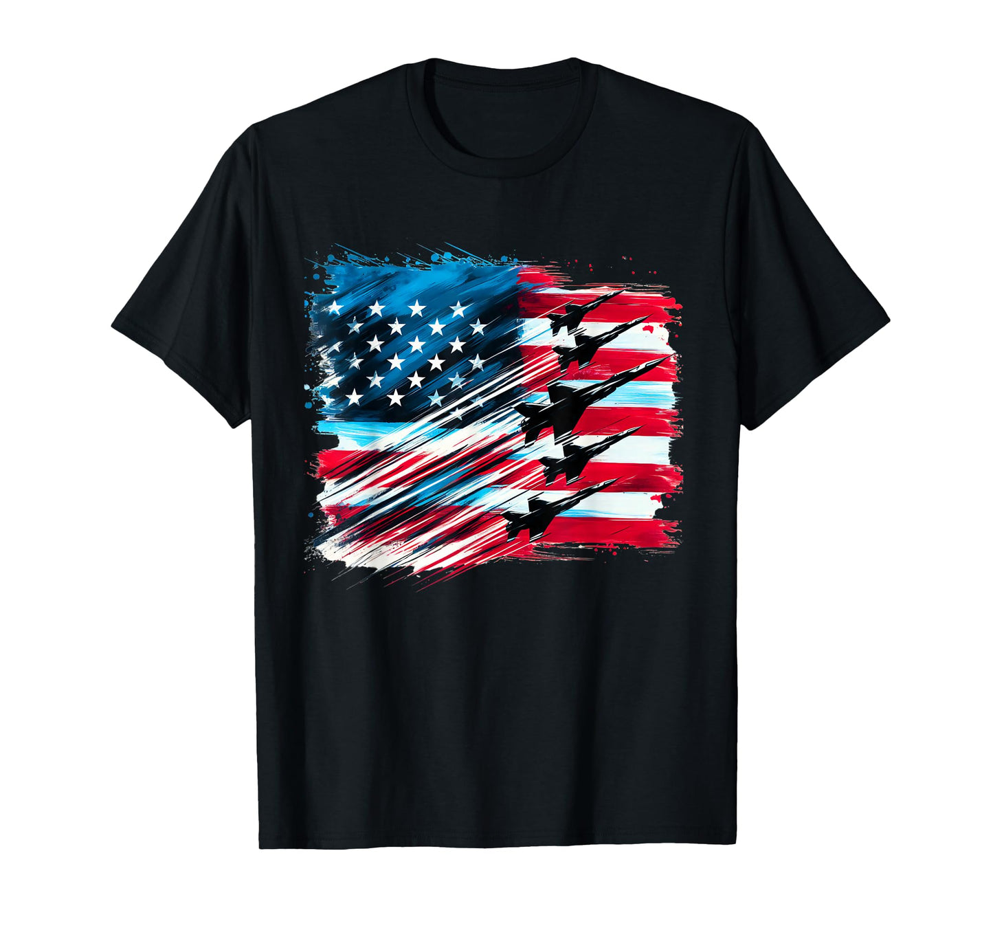 Patriotic USA Flag Fighter Jets Boys 4th of July T-Shirt