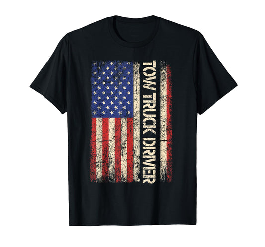 Tow Truck Driver USA American flag Shirt Towing Dad Men Tee T-Shirt