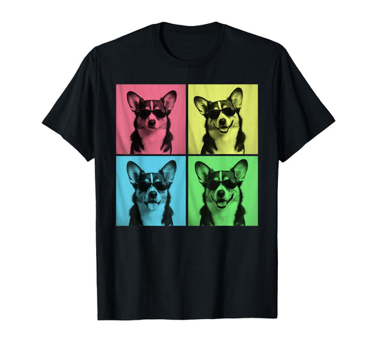 Corgi Pop Art Funny Dog Lover Tri Color Corgi Photo Booth T-Shirt
