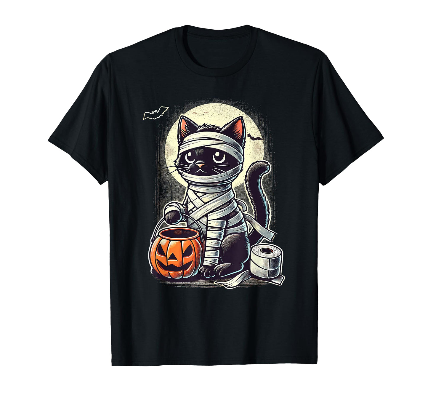 Black Cat Mummy Men Women Kids Halloween Funny Black Cat T-Shirt