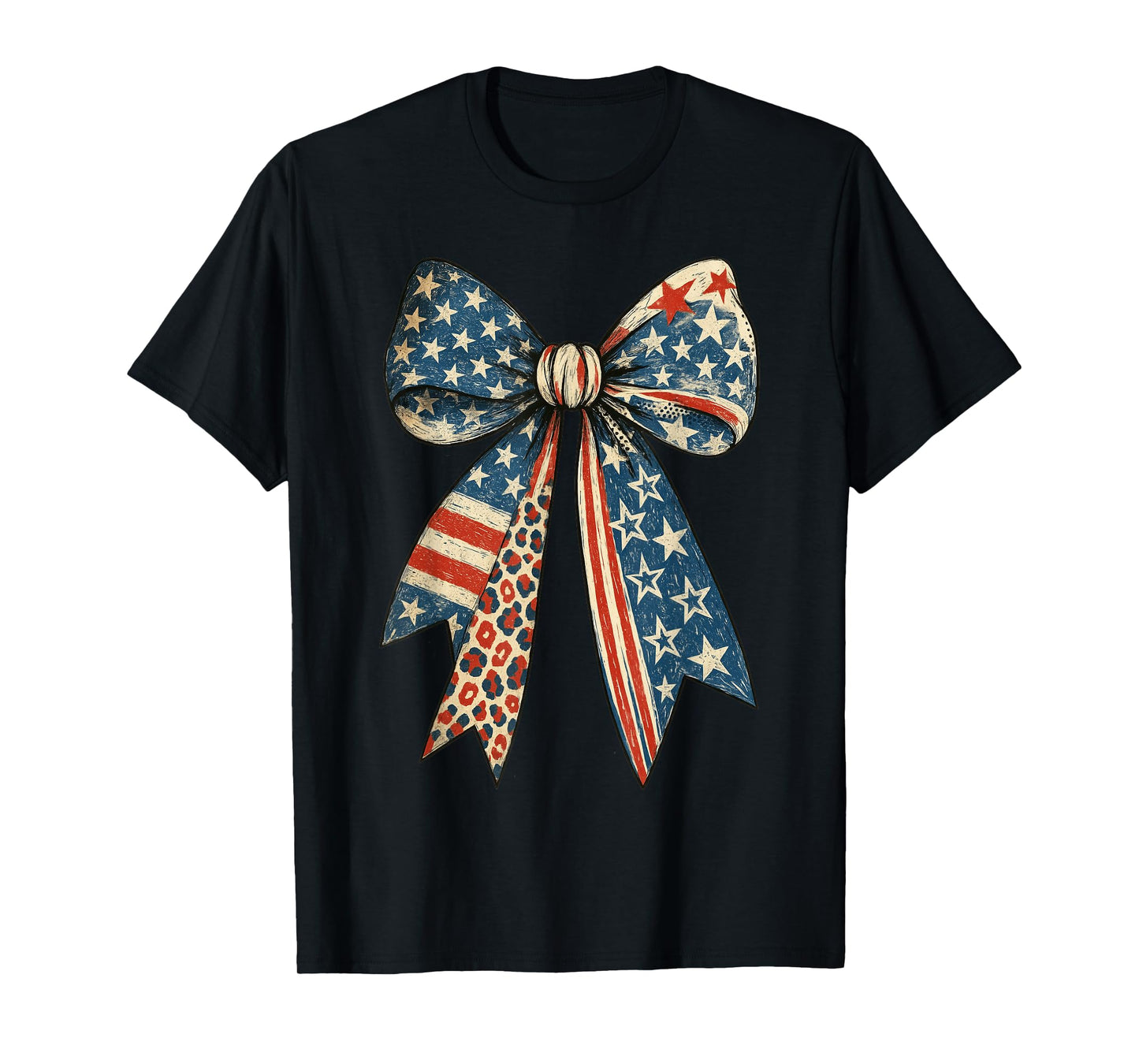 Vintage USA Bow in Red White Blue for Patriotic 4th of July T-Shirt