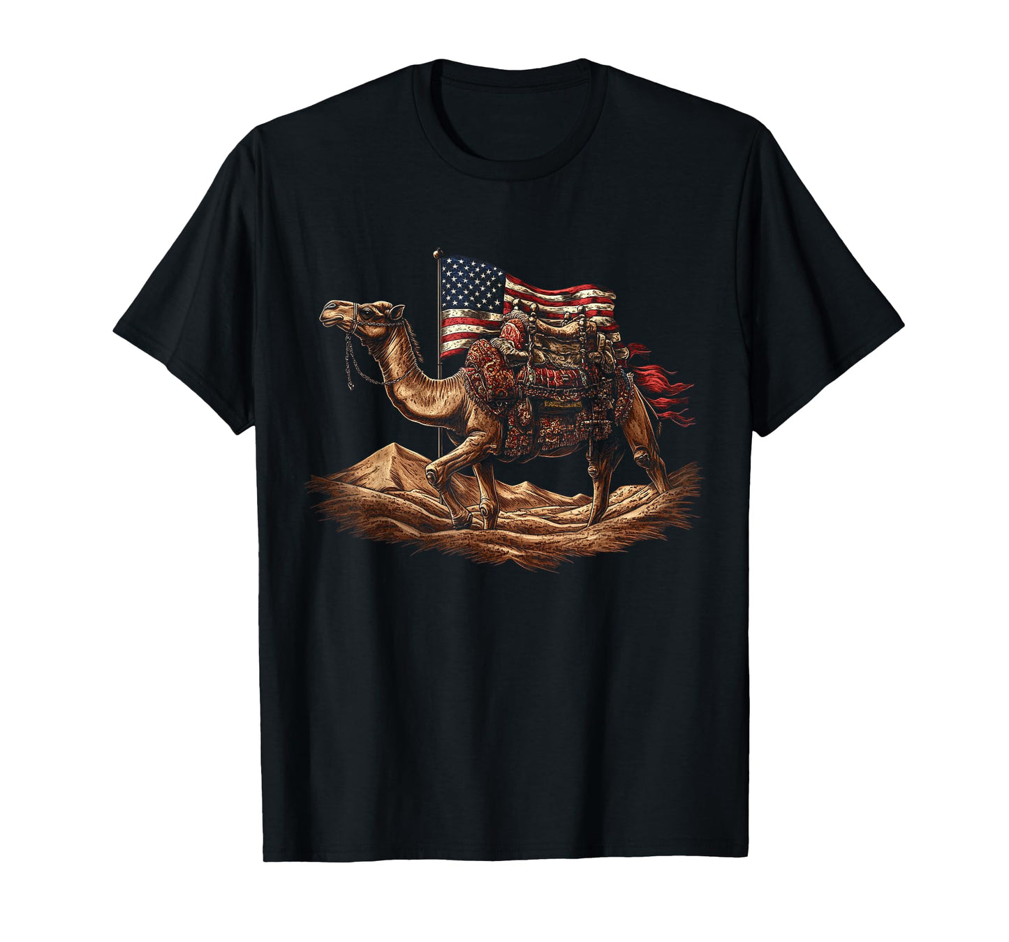 Patriotic Camel American Flag 4th of July Art T-Shirt