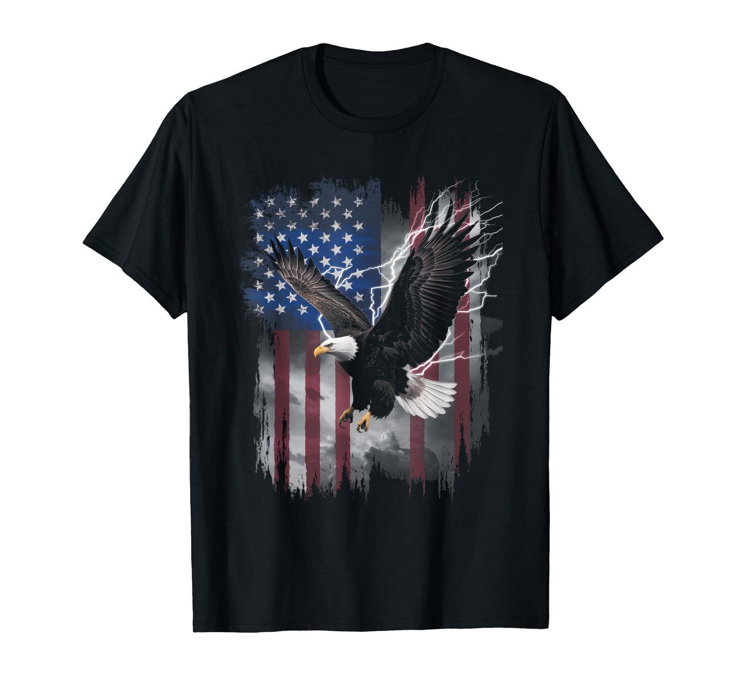 American Bald Eagle Lightning USA Flag Patriotic Freedom T-Shirt