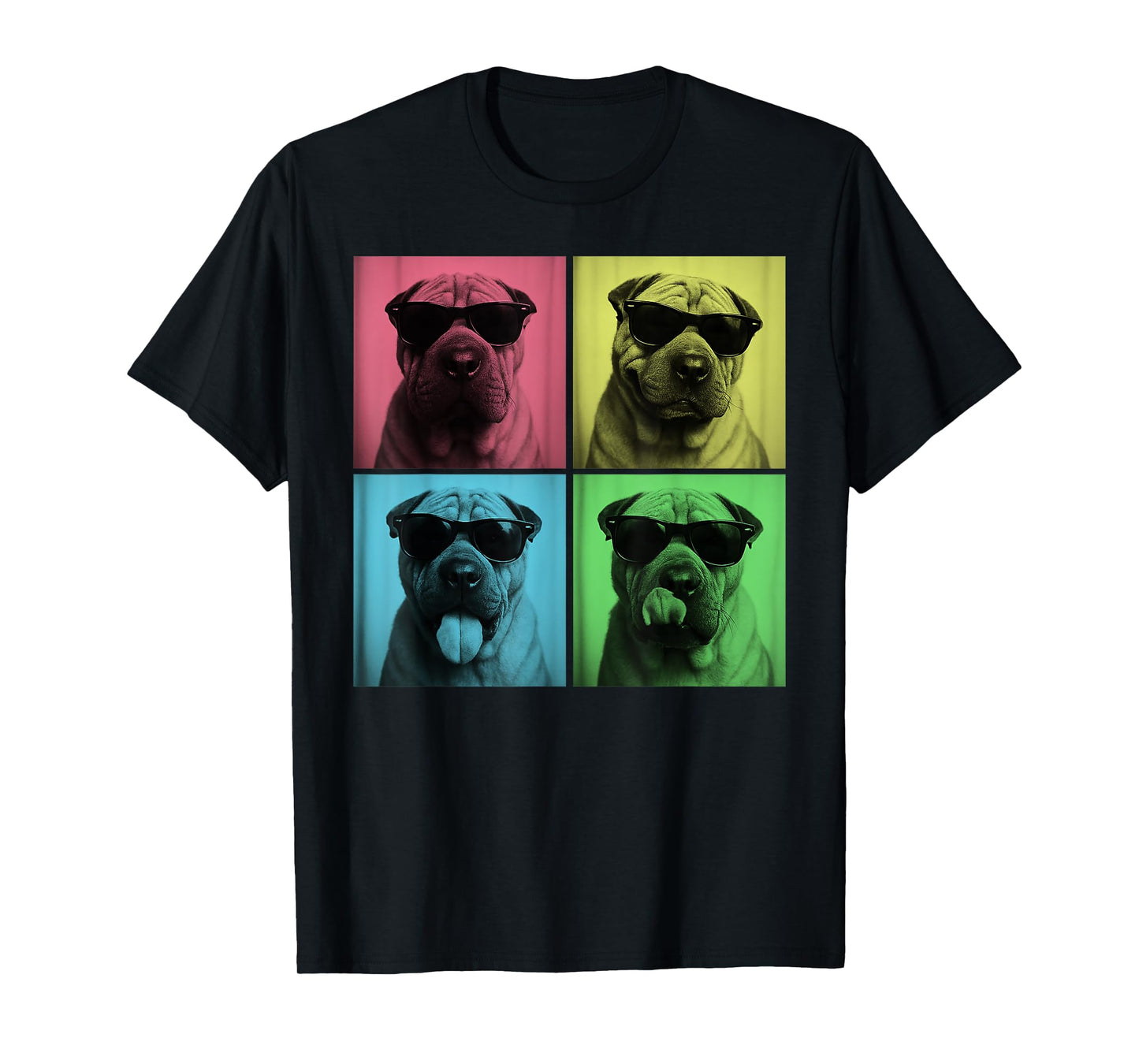 Shar Pei Pop Art Funny Dog Lover Sharpei Photo Booth T-Shirt for Men Women Kids