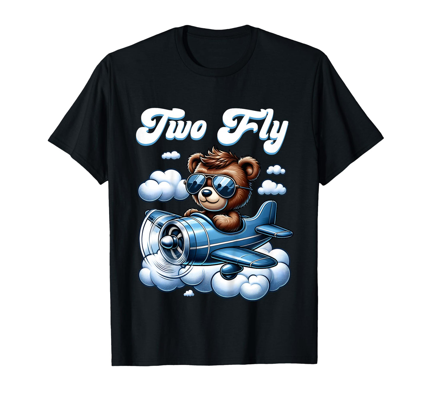 2nd Birthday Airplane Two Plane Teddy Bear Flying Aviation T-Shirt