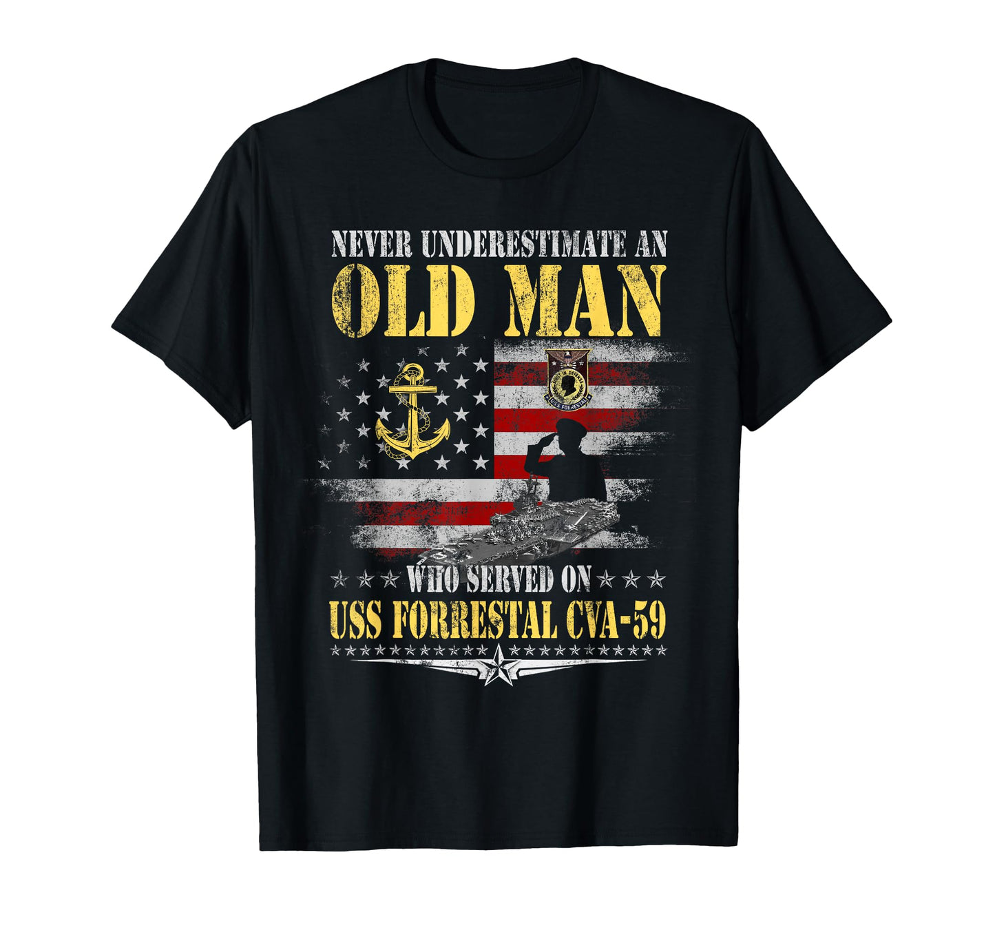 USS Forrestal CVA-59 Aircraft Carrier Veteran Old Man Papa T-Shirt