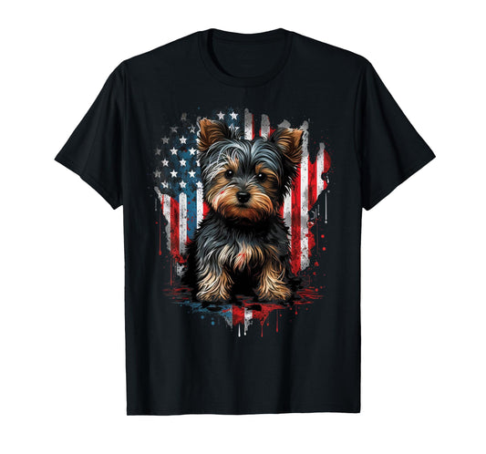 USA 4th of July Patriotic American Yorkshire Terrier T-Shirt