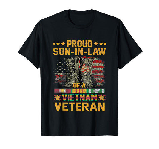 Proud Son-In-Law Of A Vietnam Veteran Flag American USA T-Shirt