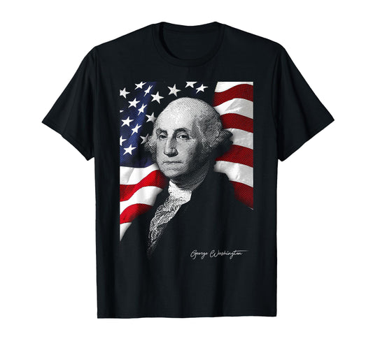 4th of July American Flag George Washington Eyes Flag Country T-Shirt