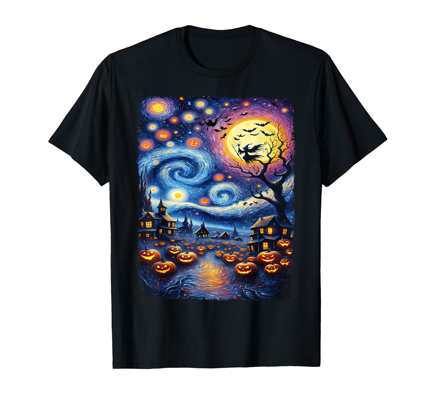 Starry Night Van Gogh Halloween Jack O' Lantern Fall Pumpkin T-Shirt