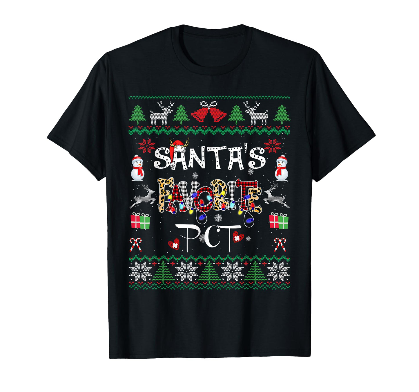 Christmas Ugly Santa's Favorite PCT Patient Care Technician T-Shirt