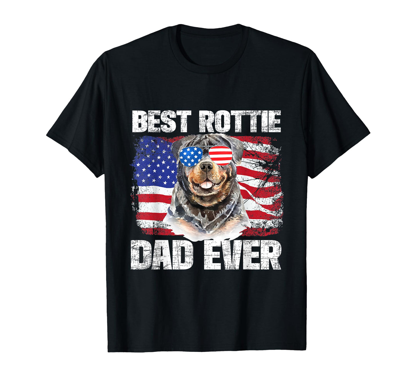 Best Rottie Dad Ever - American Flag Dog Owner Animal Lover T-Shirt for Women Kids Men
