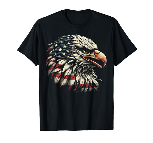 Bald Eagle Head American Flag USA Patriotic Men Women Kids T-Shirt