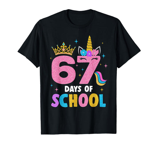 Dabbing Unicorn 67 Days of School Teachers Kids Boys Girls T-Shirt