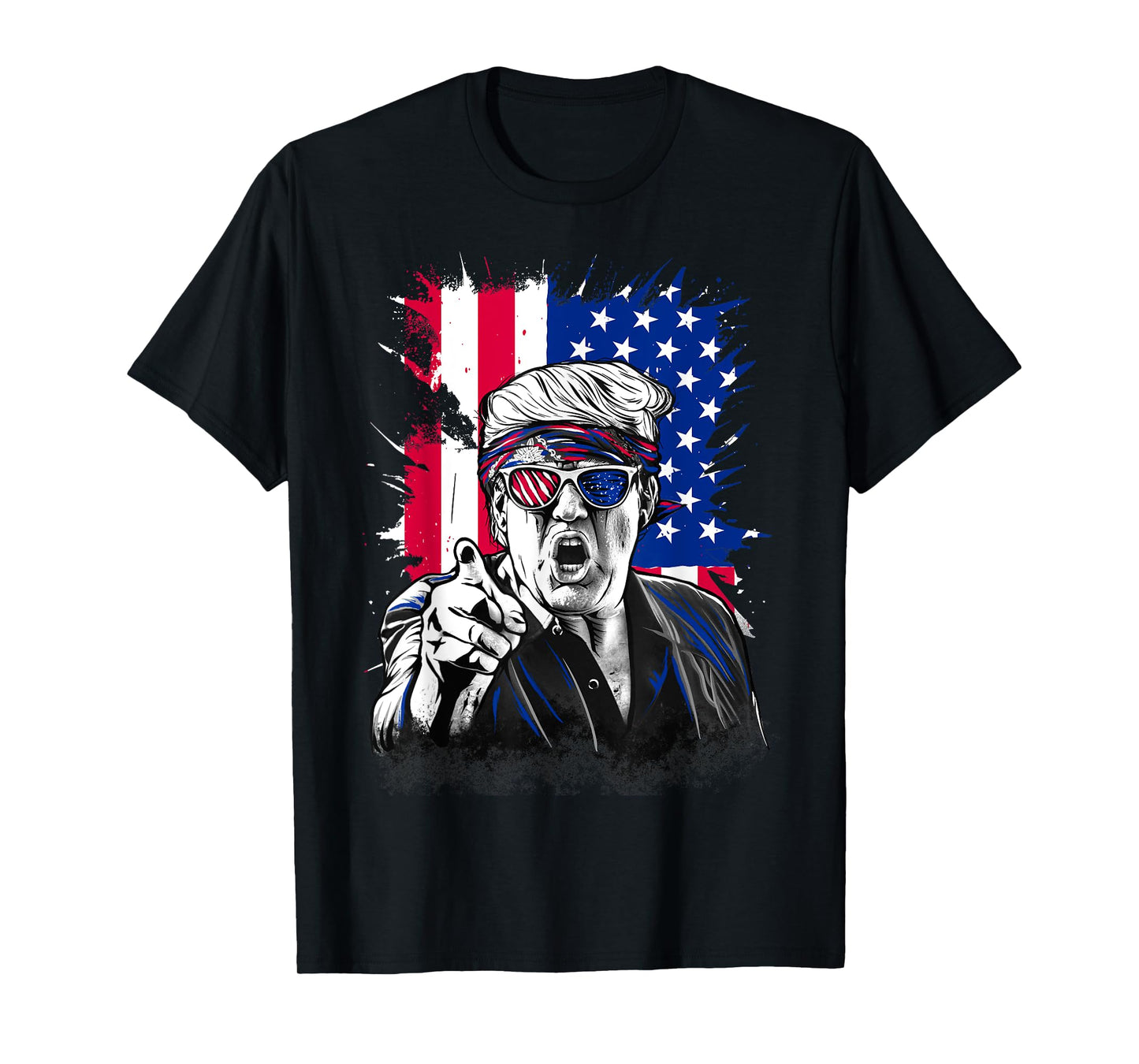 American Flag Intense Face Expression Trump T-Shirt