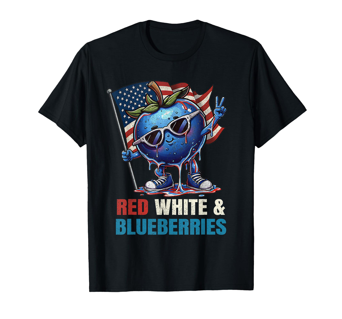 Red White and Blueberries American Flag for Men Women Kids T-Shirt