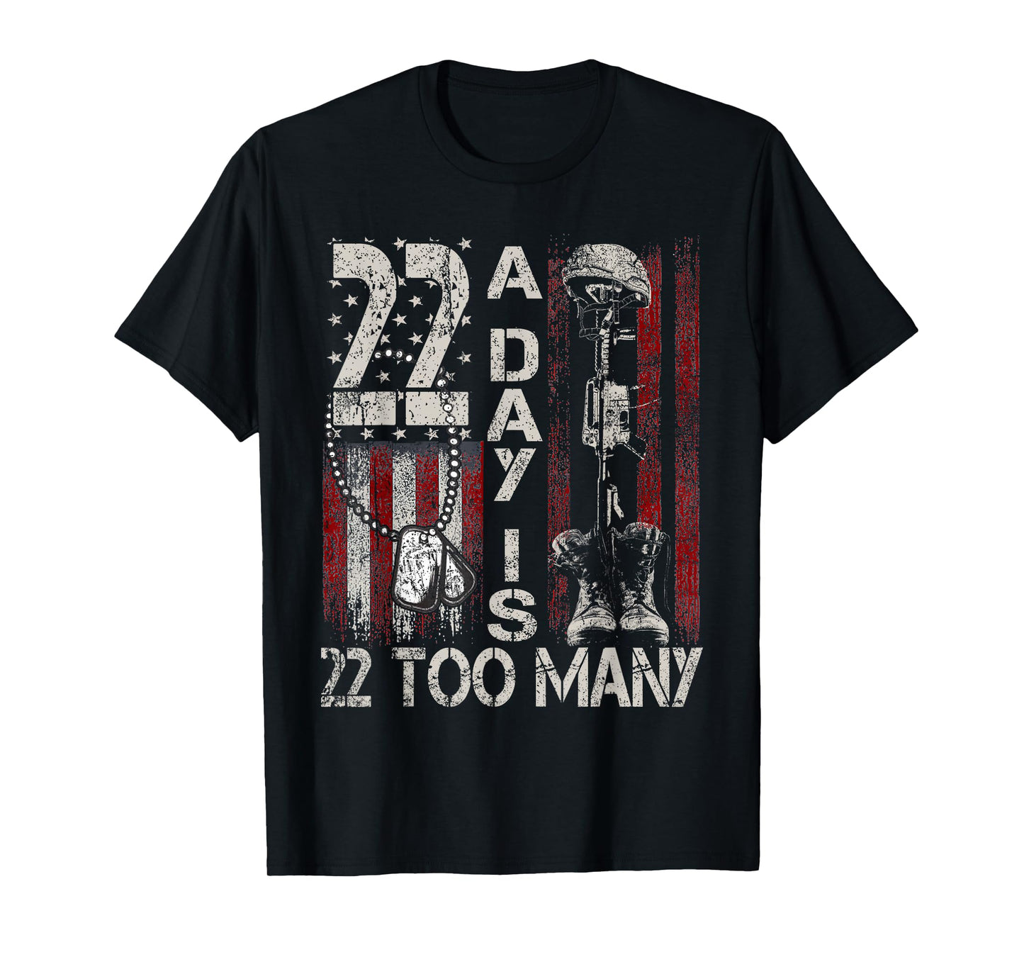 22 A Day Is 22 Too Many Veteran Lives Matter USA Flag T-Shirt