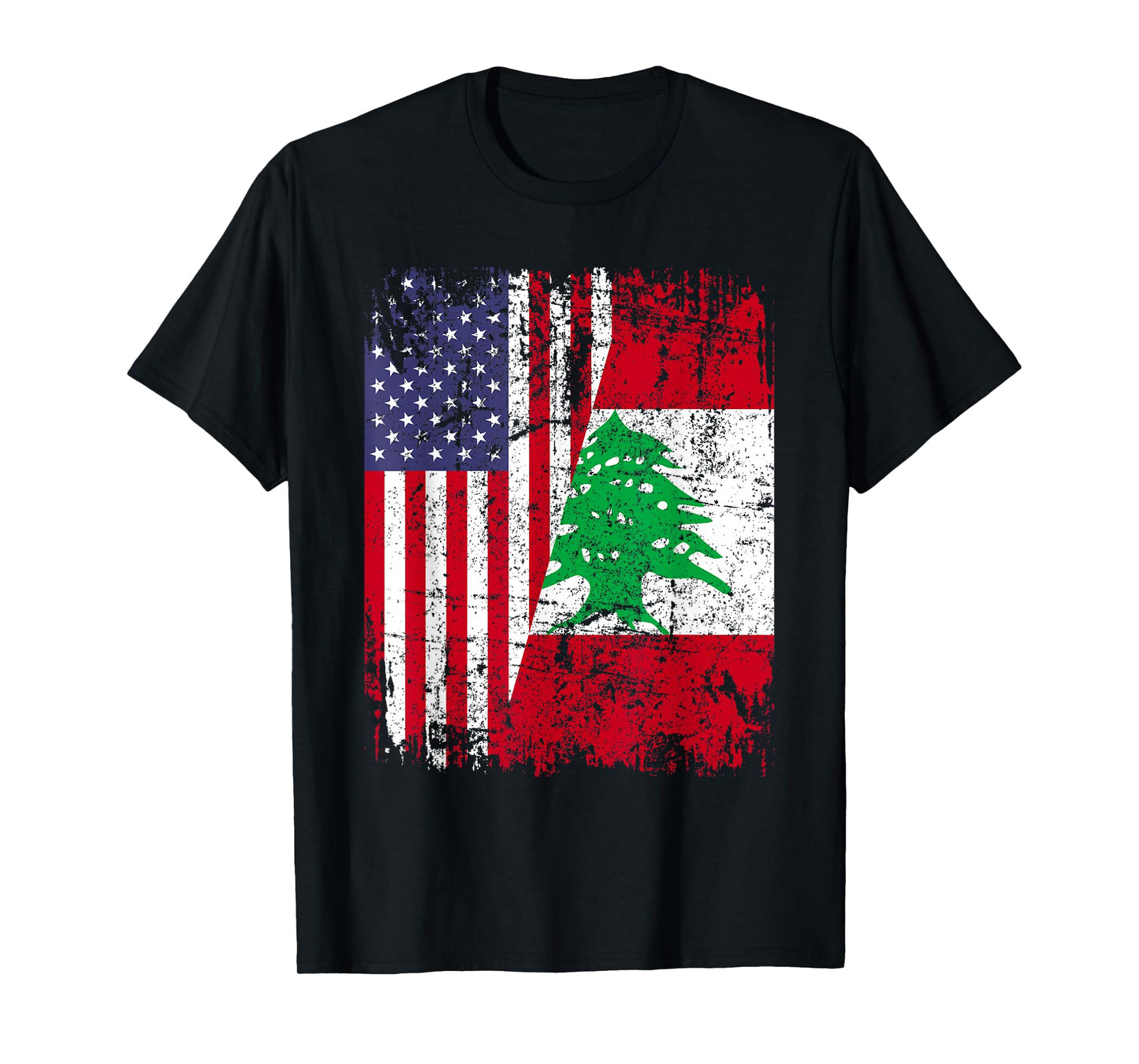 LEBANESE ROOTS | Half American Flag | LEBANON T-Shirt