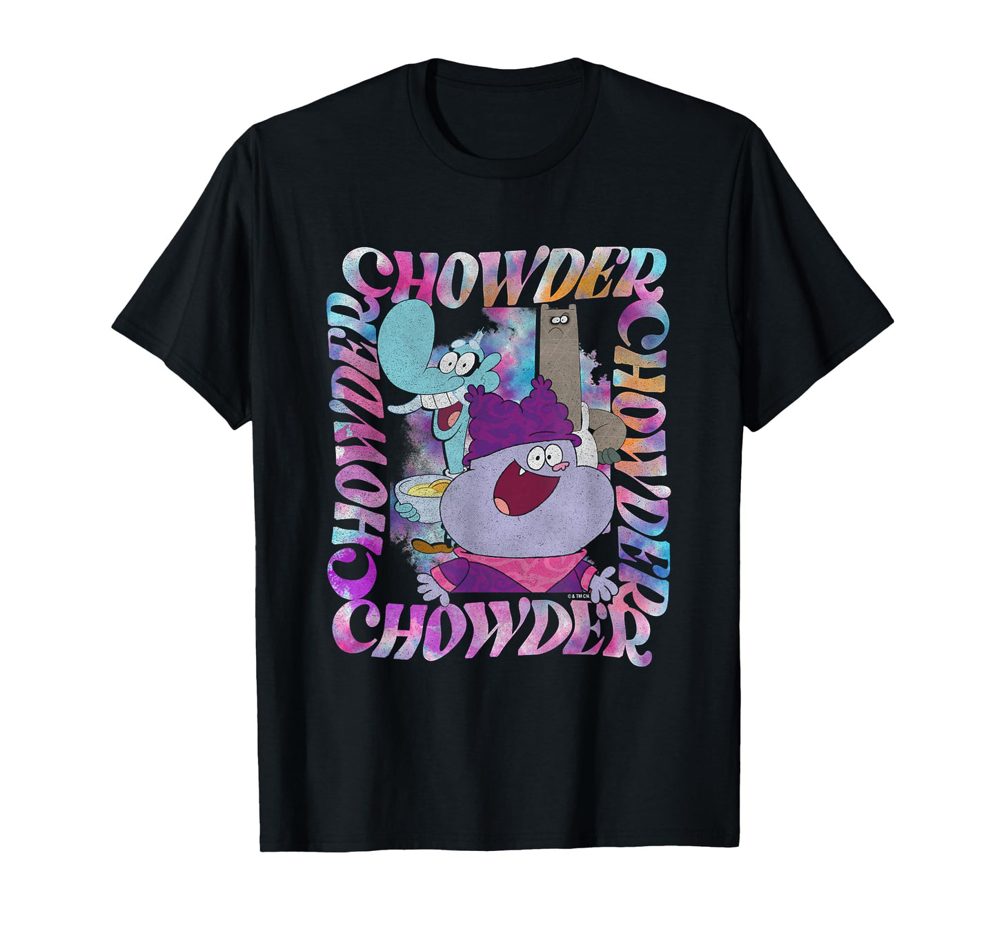 Chowder Mung & Shnitzel Vintage Wavy Text Portrait T-Shirt
