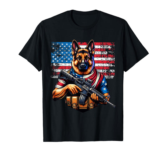 American Flag Patriotic German Shepherd T-Shirt