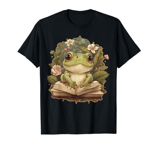 Cute Cottagecore Floral Frog Aesthetic Girls Women Graphic T-Shirt
