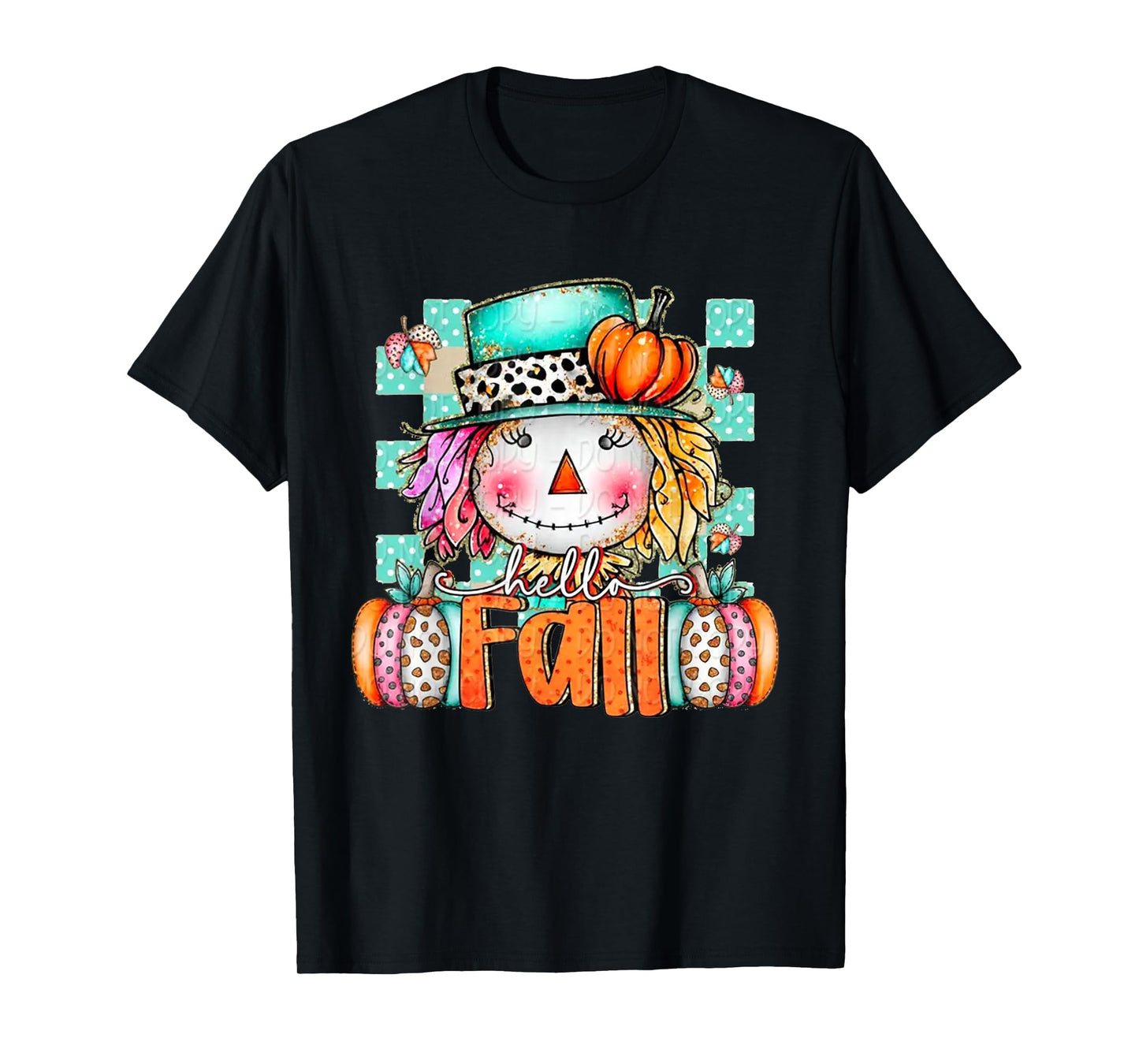 Cute Scarecrow Pumpkin Thanksgiving Halloween Hello Fall T-Shirt