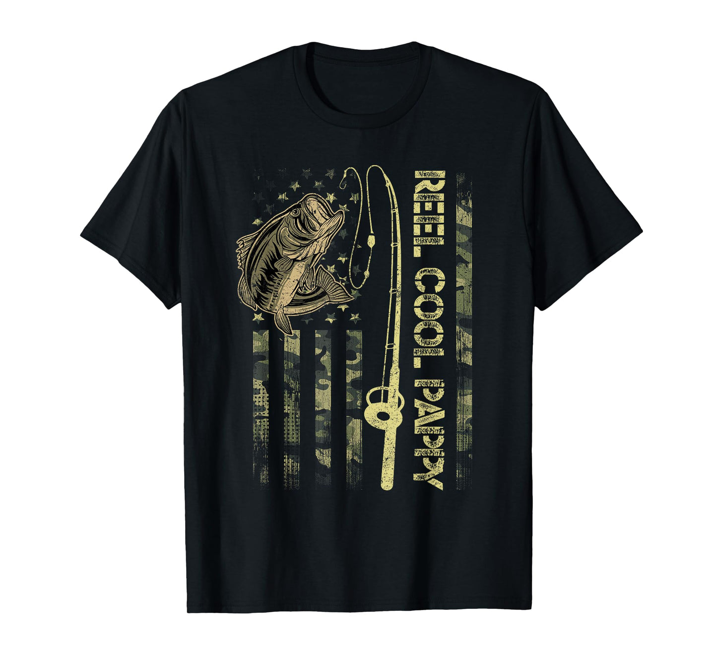 Reel Cool Pappy Camouflage American Flag Funny Gift T-Shirt
