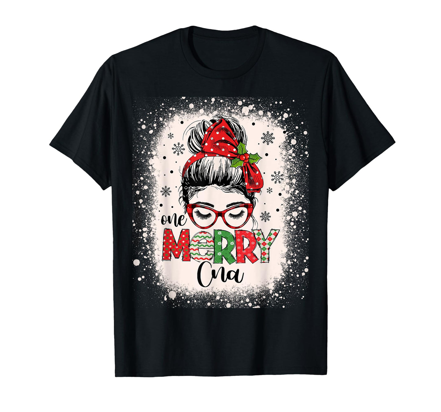Cna Nurse Messy Bun Nurse's Aid Christmas T-Shirt