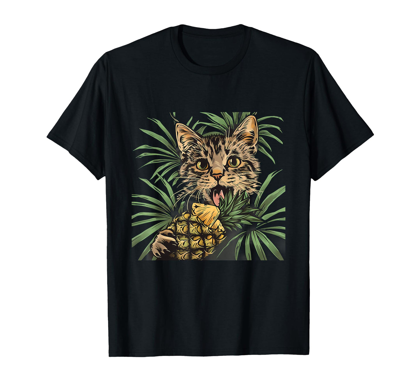 Pineapple Cat Artwork Cat Lover Drawing Pineapple Fruit T-Shirt