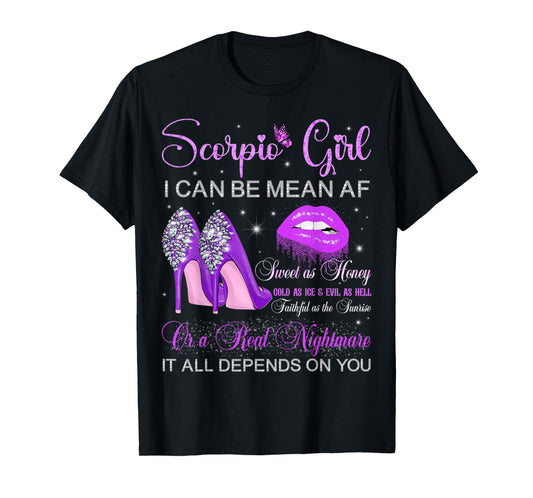 Scorpio Girl Birthday High Heels Dripping Lips Butterfly T-Shirt