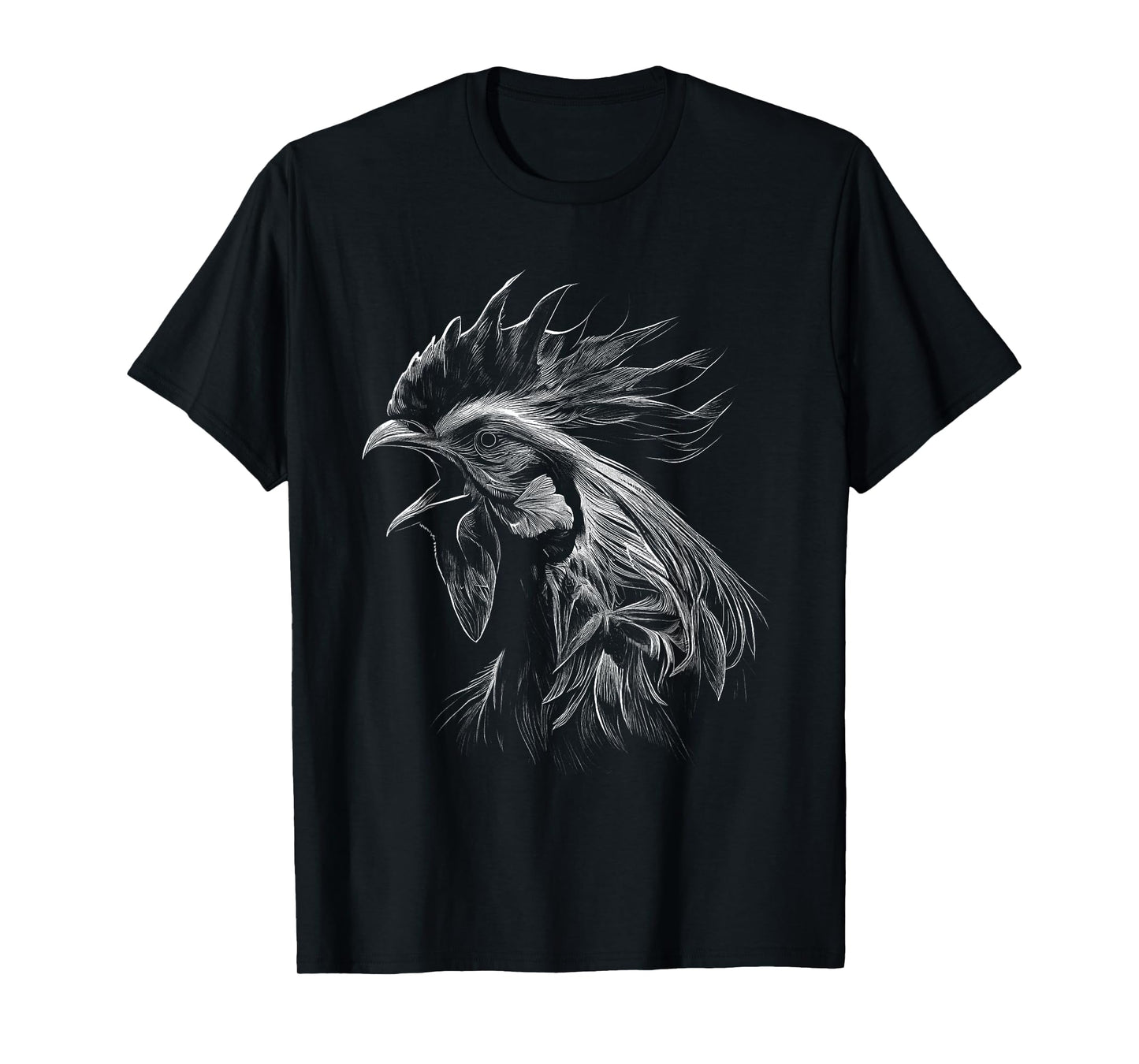 Crowing Rooster Drawing Love T-Shirt