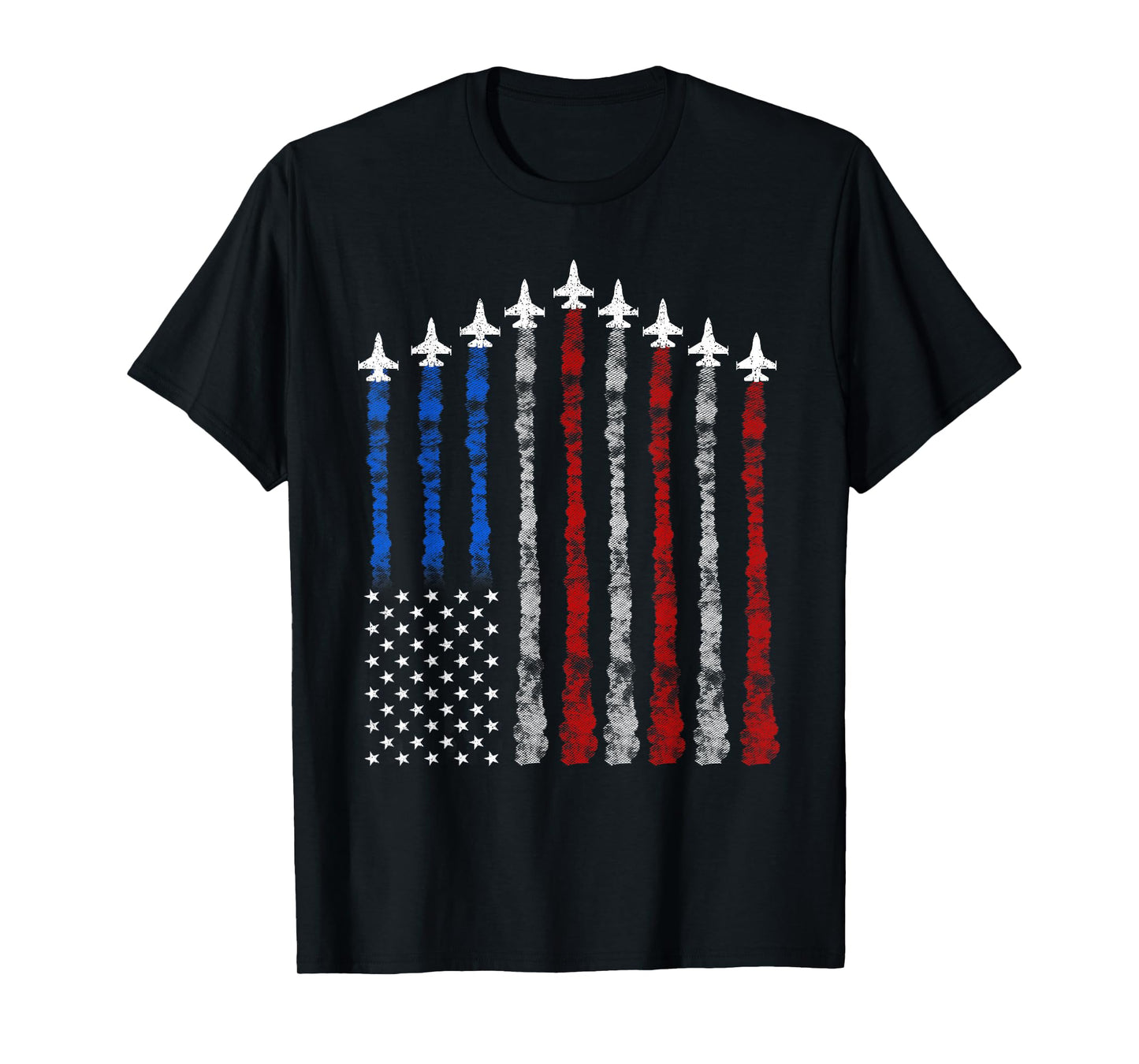 Fighter Jet Airplane USA Flag 4th of July Patriotic T-Shirt